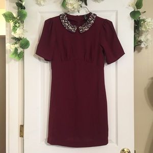 🎉Sale🎉 Maroon H&M Mini Dress w/ Beaded Collar